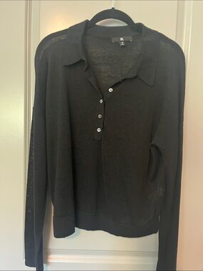 Banana Republic Black Collared Button-Front Men’s Sweater - Size M